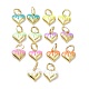 Серьги-кольца Heart Real 18k позолоченной латуни с эмалью EJEW-P192-01G-1