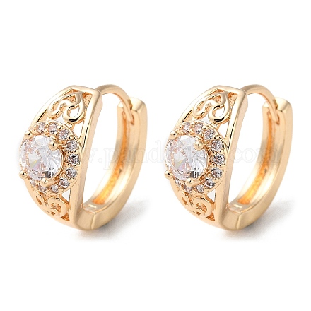 Серьги-кольца из латуни с микропаве из кубического циркония EJEW-P238-18KCG-1