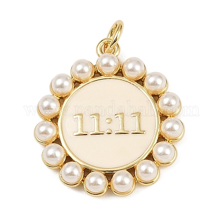 Плоские круглые с латунными эмалевыми подвесками 11:11 KK-S526-12G-A-1