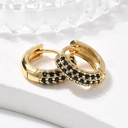 Серьги-кольца из латуни с микро-паве из фианита EJEW-R144-004A-NF-1