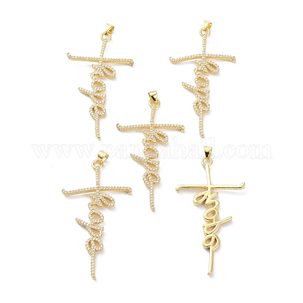 Латунные микропаве прозрачные подвески с фианитом KK-D004-25G-1