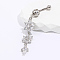 Brass Clear Shiny Cubic Zirconia Flower Belly Button Rings for Ladies Daily Vacation Wear, Platinum, 70x12mm
