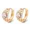 Rack Plating Brass Micro Pave Cubic Zirconia Hoop Earrings, Flat Round & Heart, Light Gold, 15x7.5mm