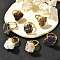 Nuggets Electroplate Natural Agate Cluster Finger Rings, Brass Adjustable Rings, Long-Lasting Plated, Lead Free & Cadmium Free, Rack Plating, Golden, Mixed Color, Inner Diameter: 18~19mm