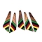 Jamaican Colour Epoxy Resin & Walnut Wood Pendants, Geometric Charms, Triangle, 49.5x13.5x3.5mm, Hole: 2mm