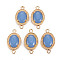 Glass Links Connectors, with Light Gold Tone Brass Findings, Cadmium Free & Nickel Free & Lead Free, Imitation Jade, Oval, Cornflower Blue, 25x14x4.5mm, Hole: 2mm
