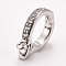 Brass Micro Pave Clear Cubic Zirconia Hoop Earring Findings, with Vertical Loops, Long-Lasting Plated, Round Ring, Real Platinum Plated, 16x11.5x2.5mm, Hole: 1.5mm