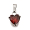 304 Stainless Steel Micro Pave Cubic Zirconia Pendants, Heart Charms, Red, 13x9.5x5mm, Hole: 3x5.5mm