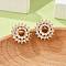 Flower Brass Micro Pave Clear Cubic Zirconia Stud Earrings for Women, Cadmium Free & Lead Free, Long-Lasting Plated, Rack Plating, Golden, 12mm