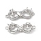 Brass Micro Pave Clear Cubic Zirconia Connector Charms, Cadmium Free & Nickel Free & Lead Free, Infinity Links with Word I Love You, Platinum, 11.5x27x3mm, Hole: 1.4mm