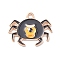 Halloween Alloy Enamel Pendants, Golden, Spider, 17x21.5x1mm, Hole: 1.5mm