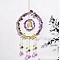 Wire Wrapped Natural Amethyst Chips Ring Pendant Decoration, Hanging Suncatchers, with Metal Sun Link and Glass Leaf Charm, for Home Decoration, 440mm