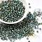 Glass Seed Beads, Half Plated, Inside Colours, Round Hole, Round, Light Cyan, 4x3mm, Hole: 1.4mm, 111pcs/10g