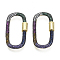 Brass Micro Pave Cubic Zirconia Screw Carabiner Lock Charms, for Necklaces Making, Quick Links, Oval, Nickel Free, Real 16K Gold Plated, Colorful, 35x19x3mm, Screw: 8x5mm