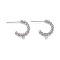 Brass Stud Earring Findings, Half Hoop Earrings, with Loops, Long-Lasting Plated, Real Platinum Plated, 17x2.5mm, Hole: 1.2mm, Pin: 0.7mm