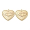 Brass Pendant Cabochon Settings, Real 18K Gold Plated, Long-Lasting Plated, Heart, Tray: 6mm, 28x28.5x2mm, Hole: 1.6mm