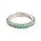 Adjustable Brass Micro Pave Cubic Zirconia Cuff Rings, Open Rings, Long-Lasting Plated, Platinum, Green, Size 5, 16mm