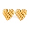 Ion Plating(IP) Heart 304 Stainless Steel Stud Earrings for Women, Golden, 24x24.5mm