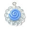 Translucent Resin Pendants, Sunflower Charms with Platinum Plated Iron Loops, Light Blue, 24x20x5mm, Hole: 1.8mm