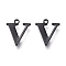 304 Stainless Steel Charms, Laser Cut, Alphabet, Electrophoresis Black, Letter.V, 12x10x0.8mm, Hole: 1mm