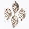 Unfinished Hollow Wood Big Pendants, Undyed, Laser Cut Wood Shapes, Leaf, Antique White, 67x37x2.5mm, Hole: 2mm