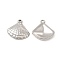 Non-Tarnish 304 Stainless Steel Pendants, Shell Charm, Stainless Steel Color, 17x17x3.5mm, Hole: 1.4mm
