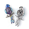 Parrot Natural Amethyst Brooch Pin for Women, 68x28mm