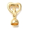 Brass Fold Over Clasps, Cadmium Free & Nickel Free & Lead Free, Heart, Real 18K Gold Plated, 21.5mm, Heart: 21.5x12.5x3mm, Clasp: 14.5x7x7mm