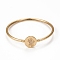 Rack Plating Brass Micro Pave Cubic Zirconia Bangles, Real 18K Gold Plated Flat Round with Girl Clasp Bangles, Long-Lasting Plated, Cadmium Free & Lead Free, Clear, Inner Diameter: 2-1/4 inch(5.6cm)