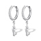 S925 Sterling Silver Cubic Zirconia Lightning Hoop Earrings, Chic Style, Silver, 21x11mm