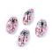 Handmade Lampwork Beads, Oval, Pink, 26~30x14~17x7.5~12mm, Hole: 1.6mm