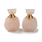 Natural Rose Quartz Dropper Perfume Bottles, with Golden Tone 304 Stainless Steel Findings, SPA Aromatherapy Essemtial Oil Empty Bottle, 4.2x2.35~2.4x6.1cm