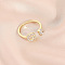 Fashionable Brass Cubic Zirconia Cuff Rings, Letter, Open Rings, Golden, Letter G, Inner Diameter: 16~19mm