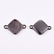 Brass Cabochon Connector Settings, Long-Lasting Plated, Rhombus, Gunmetal, Tray: 10x10mm, 12x17x2.5mm, Hole: 1.4mm
