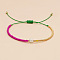 Adjustable Glass Seed Beads Braided Bead Bracelets for Women, with Imitation Pearl, Two Tone, Medium Violet Red