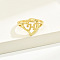 Brass Alphabet Adjustable Rings for Women, Cadmium Free & Nickel Free & Lead Free, with Heart, Letter H, 17mm, US Size 6 1/4(16.7mm)
