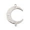 Rack Plating Brass Connector Charms, Long-Lasting Plated, Moon Links, Platinum, 22x16.5x1mm, Hole: 1.2mm