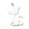 Opaque Resin Pendants, Cat Shaped Charms with Platinum Tone Iron Loops, White, 30~30.5x21x4~5mm, Hole: 2mm