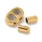 304 Stainless Steel Slider Beads and Cord End Caps, with Rubber Inside, Golden, 12x8x3mm, Rubber Hole: 3mm
