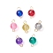 Drawbench Transparent Glass Round Connector Charms, with 304 Stainless Steel Loops, Golden, Mixed Color, 14.5x8.5mm, Hole: 3x2.5mm and 1.9mm