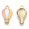 Alloy Enamel Pendants, Hot Air Balloon, Light Gold, Colorful, 18x10x2.5mm, Hole: 1.8mm