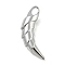 Alloy Pendants, Horn, Platinum, 40x9x8.5mm, Hole: 4x6mm