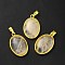 Natural Quartz Crystal Pendants, Rock Crystal Pendants, Oval Charms, with Rack Plating Golden Plated Brass Findings, Lead Free & Cadmium Free, 31x20x7.5~8mm, Hole: 7x5mm