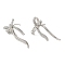 Bowknot Rack Plating Brass Micro Pave Cubic Zirconia Stud Earrings for Women, Long-Lasting Plated, Lead Free & Cadmium Free, Platinum, 34.5x18.5mm