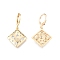 Clear Cubic Zirconia Rhombus Dangle Leverback Earrings, Brass Jewelry for Women, Cadmium Free & Nickel Free & Lead Free, Real 18K Gold Plated, 34mm, Pin: 1mm