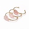 Long-Lasting Plated Brass Cuff Bangles, with Natural Rose Quartz, Nuggets, Golden, 1-3/8 inchx2-3/8 inch(3.8x6cm), 2.8mm