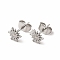 Non-Tarnish 304 Stainless Steel Sun Stud Earrings for Women, Stainless Steel Color, 7x6mm, Pin: 0.7mm