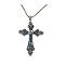 Cross Zinc Alloy Pendant Necklace, with Rhinestone, Indian Sapphire, 27.56 inch(70cm)