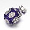 Enamel Pot Rack Plating Brass Prayer Box Pendants, Wish Box, Indigo, 22x16x12mm, Hole: 5x3mm