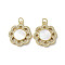 Brass Micro Pave Cubic Zirconia Pendants, Cadmium Free & Lead Free, with Shell, Flower, Real 18K Gold Plated, 21x18.5x3mm, Hole: 3mm
